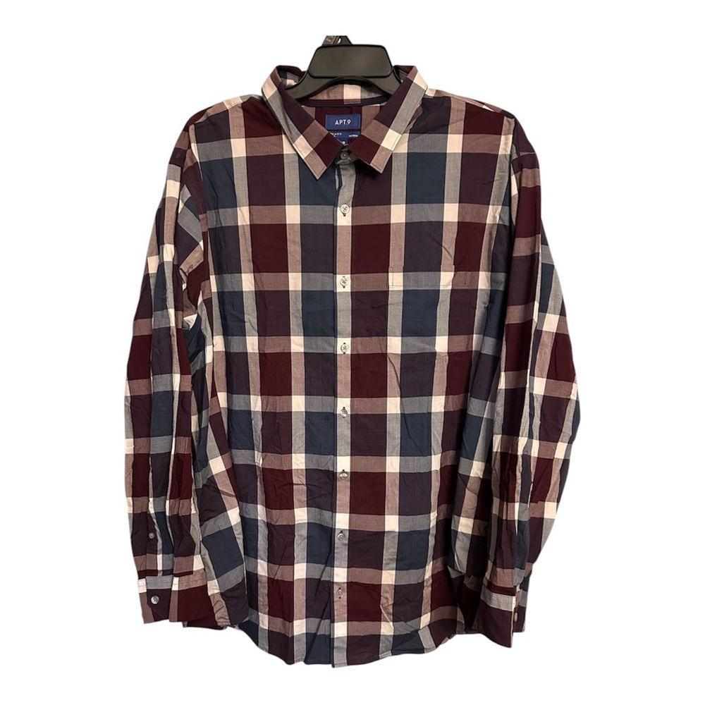 Apt. 9 Premiere Flex Mens Button Down Checked Dress Shirt Size 3XB Big & Tall